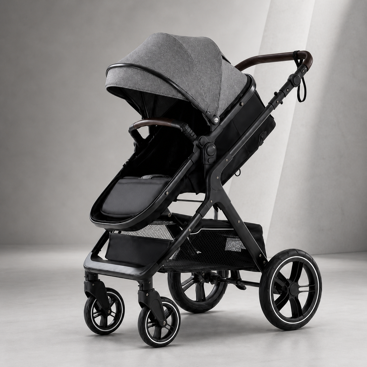 LISBOA Alu Gris — Poussette 3-en-1 Châssis Aluminium, Assise Haute