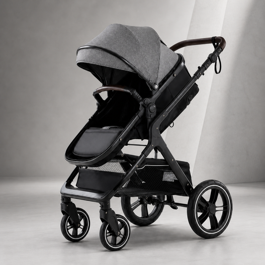 LISBOA Alu Gris — Poussette 3-en-1 Châssis Aluminium, Assise Haute