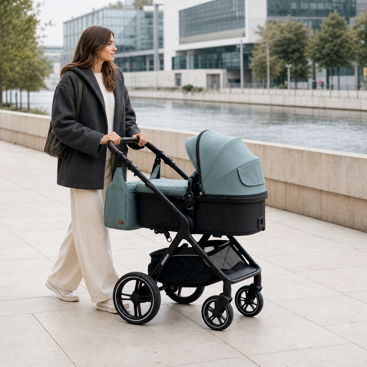 Lisboa Reverso Vert — Poussette Bidirectionnelle 0-4 ans (+ 6 accessoires offerts)