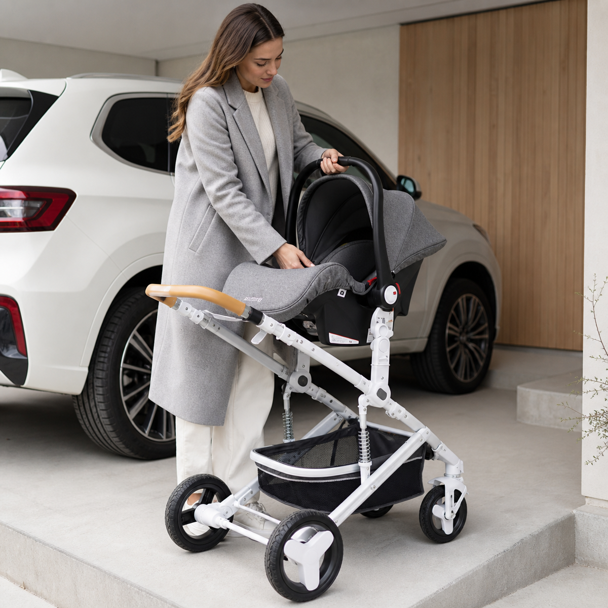 OSLO Compact Gris — Poussette 3-en-1 de Voyage à Pliage Rapide